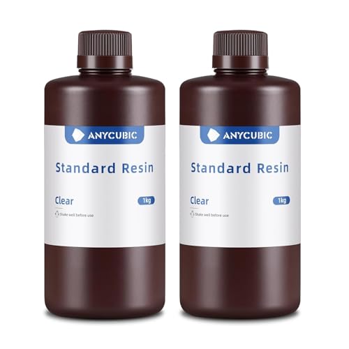 ANYCUBIC 3D Printer Resin 2KG, 405nm SLA UV-Curing Resin, High Precision & Rapid Photopolymer for LCD/DLP/SLA 3D Printing(Clear + Clear, 2kg) 2000g Clear