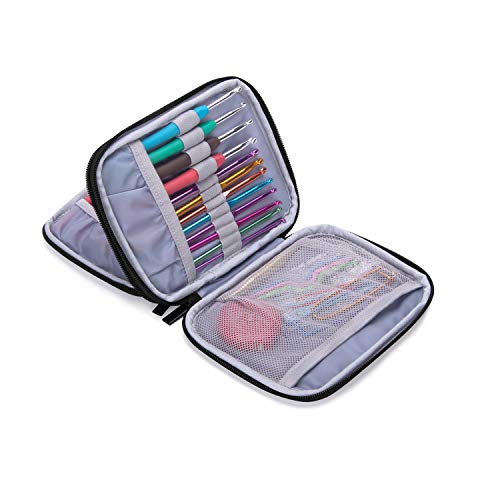 image for Damero Crochet Hook Case, Organizer Zipper Bag with Web Pockets for Va