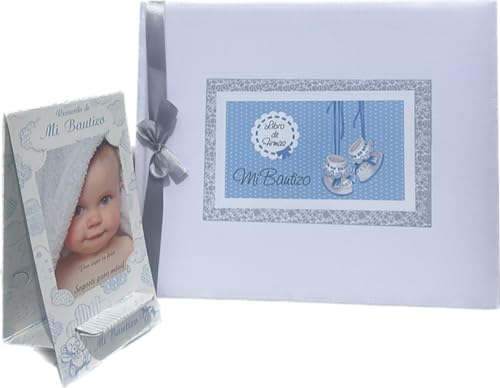 Libro de firmas bautizo bebé niño mas porta móviles con foto personalizable. Libro para recordar los momentos más bellos de un día especial y único