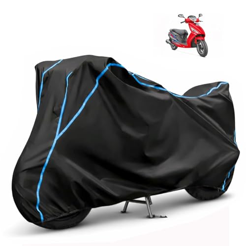 Image of Compatible with Hero Maestro Edge 125 Waterproof Two Wheeler Scooter Body Cover Water Resistant, Heavy Duty, UV Rays, Dust & Scratch Protection for All-Modal & Variants (Black,Sky Blue Piping)