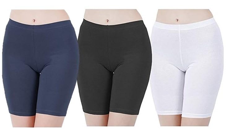 Cotton Slip Shorts Underskirt Safety Shorts Under Dresses for Women Seamless Briefs Anti Chafing Underwear Panties Mid Thigh Boyshorts Cycling Shorts Regular and Plus Sizes Combo Pack