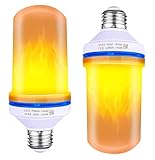 LED Flicker Flame Effect Bulb - 2 Pack Fire Light with Upside Down E26 Base Atmosphere Lights for Indoor Outdoor Christmas Halloween Home Hotel Bar Party Decoration (6W 1400K)
