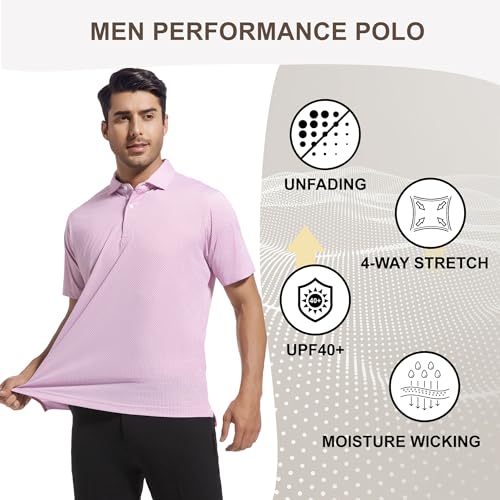 Image of Damipow Premium Golf Shirts for Men Dry Fit Performance Polo Short Sleeve Collared Shirt