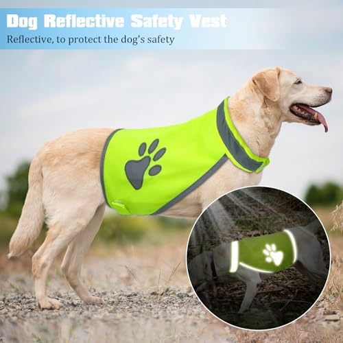 Sikweny Warnweste Hund Reflektierende Streifen Hundewarnweste mit Reflektierenden Elementen Warnwesten Einstellbares Design für Nachtwanderungen Outdoor Abenteuer Radbegleitung Training und Gesel (L)