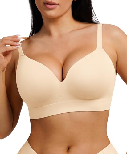 Image of FeelinGirl Wireless Supportive Bra for Women, Seamless Comfort Bralettes No Underwire Full Coverage Everyday Bras