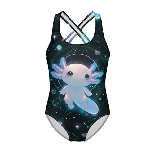 Image of WELLFLYHOM Girls' One Piece Swimsuit for Age 5-14 Cross Back Full Coverage Swimwear Sleeveless Bathing Suits