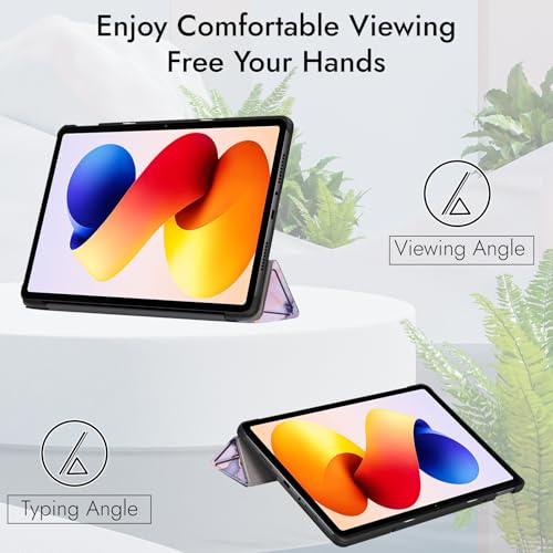 Image of Robustrion Cover for Redmi Pad 2 Pro 12.1 inch Cover Case, Trifold Cover Case for Redmi Pad 2 Pro 5G Tablet Cover [Auto Sleep Wake Support] - Marble Lilac