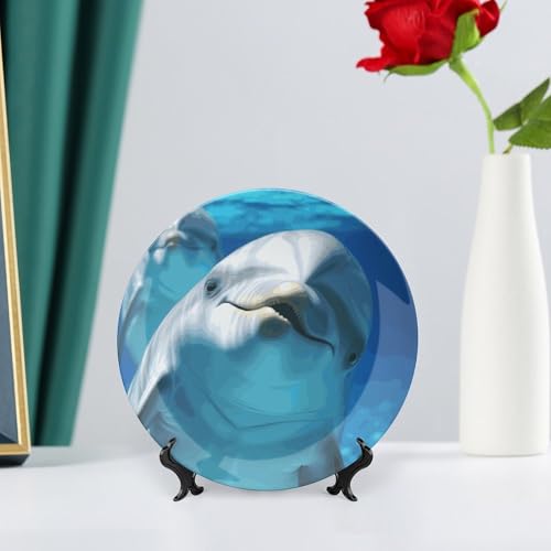 Plato decorativo Dolphin con sonrisa 7 pulgadas miniatura 6