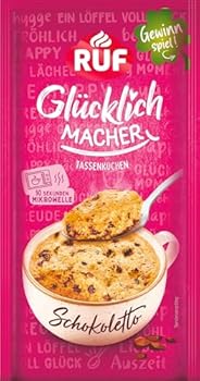 RUF Glücklichmacher Tassenkuchen Schokoletto saftiger Tassenkuchen mit Schokoladenstückchen in 90 Sekunden fertig einfa