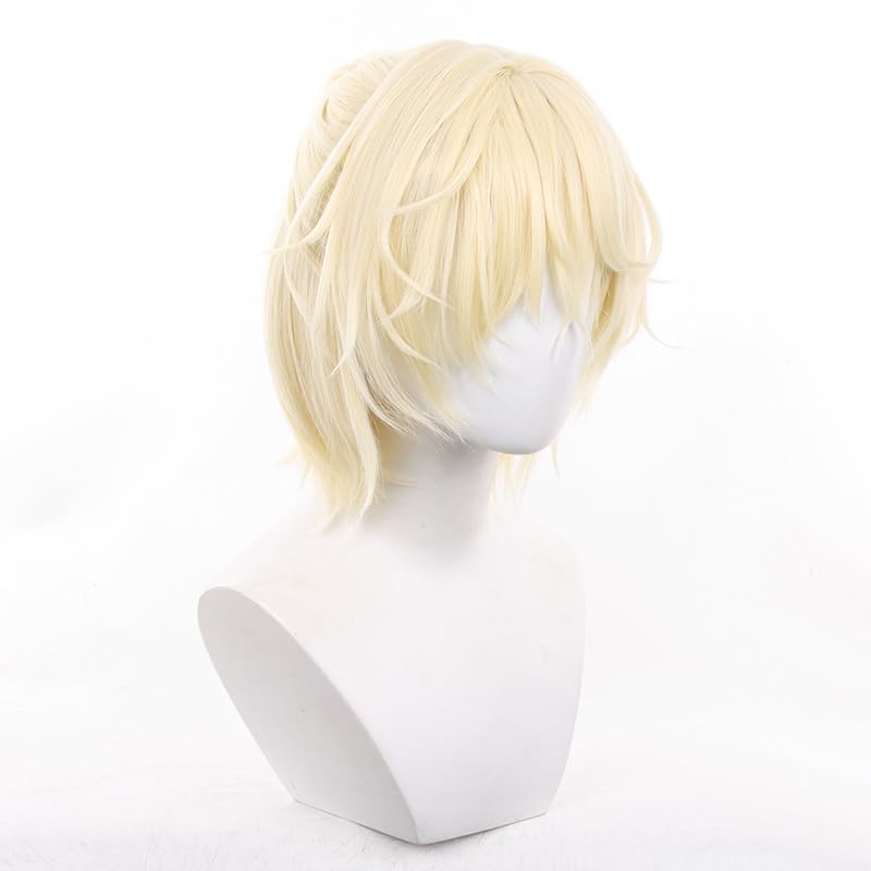 Short Curly Blonde Cosplay Wig Halloween Costume Party Wigs for Adult