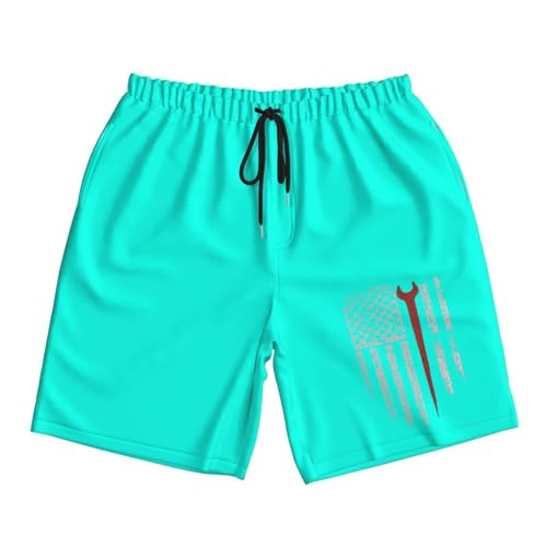 Ironworker American Flag Mens Swim Trunks Quick Dry Board Shorts 7
