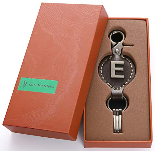 Leather Keychain For Men, Single Letter Alphabet With Easy Clasp - E - Rich Brown - One Size #TOP4
