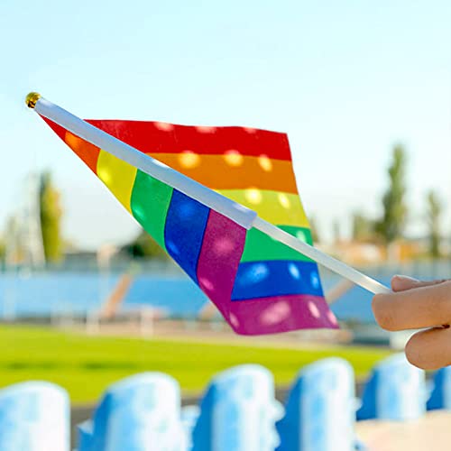 50 Pack Rainbow Pride Flag, Pride Flags Stuff Hand Held Lgbtq Gay Flags With Sticks, Pride Decorations Supplies For Mardi Gras, Small Mini Gay Pride Flag Rainbow Party Decor #TOP1