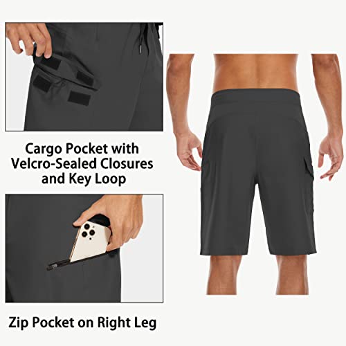 22" Men's Board Shorts Swimwear No Mesh Lining - Long Swim Trunks Surf Shorts Bathing Suit with Zipper Pocket UPF50+3