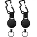 Porte-Clés Rétractable Porte-Badge Robuste avec Câble en Acier Bobine Porte-Badge Rétractable Bouteille Porte-Clés Multi-Outils pour Sacs Hommes, 2 Pièces (Noir)