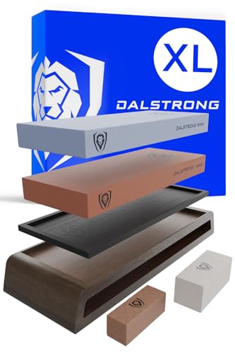 DALSTRONG Premium Whetstone Kit - #1000/#6000 Knife Sharpening Kit - Extra Large Grit Stones - Top-Grade Corundum - Thick Knife Sharpening Stone - Hand Crafted Acacia Wood - Whetstone Knife Sharpener