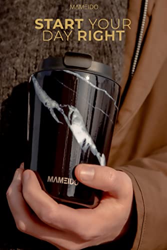 MAMEIDO Taza termica 350ml Black Marble - Termo café para llevar acero inox sin BPA, Antigoteo, Vaso termico café y té… - Imagen 4