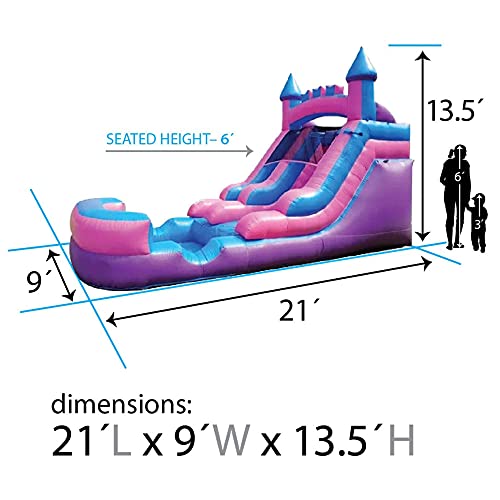 Pogo Bounce House Pink Crossover Inflatable Water Slide | 12-Foot Tall x 21-Foot Long x 9-Foot Wide | Includes Blower… - Image 3