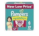 Pampers Diapers - Swaddlers 360° - Size 6, 17 Count, up to 100% Leakproof Comfy Dry Fit, Designed for Easy Changes, Pull On Baby Diaper