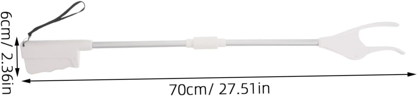 Long Handle Grabber Reaching Tool 28-inch Pick up Stick for Elderly and Pregnant Women with Hand Strap White Mobility Aid for Trash and Item Collection