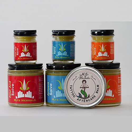 Mj's Herbals Tattoo Aftercare Balm - Two Ounce Concentrate: Organic Herbs And Oils, Salve, Ointment, Moisturizer, Handmade In Brooklyn Usa #TOP2
