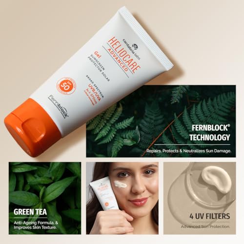 Image of Heliocare Advanced Gel SPF 50 Sunscreen | Sunscreen for Oily & Combination Skin | Broad Spectrum UVA /UVB Protection | Antioxidant-Rich | Lightweight, Dewy Finish | No White Cast | 50ml