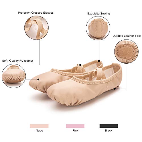 image for RoseMoli Ballet Shoes for Girls/Toddlers/Kids/Women, Leather Yoga Shoe