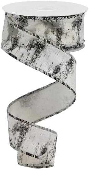 Cinta de borde con alambre de corteza de abedul  10 yardas  1.5 pulgadas de abedul sintético sobre algodón