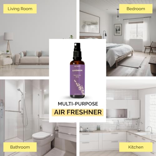 Lavender Room, Linen & Pillow Spray by Aromafume | 100ml/3.38 fl oz | with Pure Lavender Essential Oil | Aromatherapy Spray for Relaxation, Sleep & Stress Relief | Mist for Bedding, Fabrics