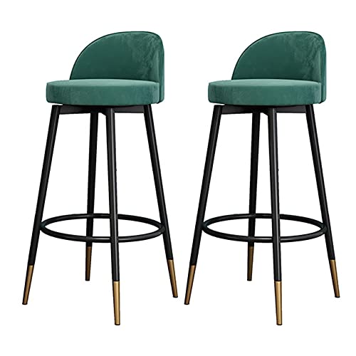 Tabourets de bar pivotants gris et vert LiChA avec dossier pour cuisine lot de 2