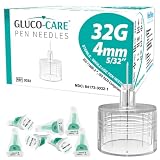 GLUCO-CARE Pen Tip 32G x 4mm, Universal Fit, 100/bx, Ultra Thin Wall for Optimal Flow, Easy Twist-On and Twist-Off