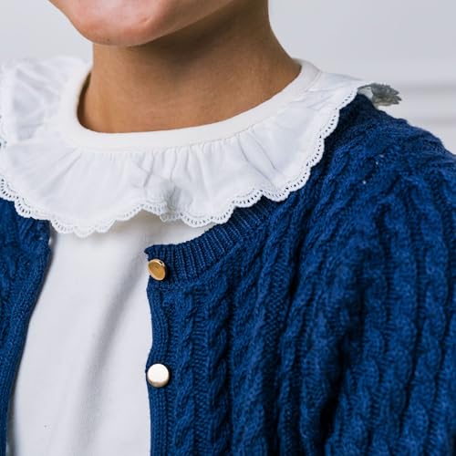 Image of Hope & Henry Girls' Long Sleeve Fancy Cardigan Sweater with Stripe Trim