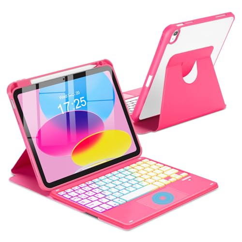 MePadKey Touchpad Keyboard Case for iPad (A16) 11th 10th Generation, 360 Rotation Cover with Pencil Holder Wireless Backlit Detachable Keypad for iPad 11 inch 2025/10 Gen 10.9