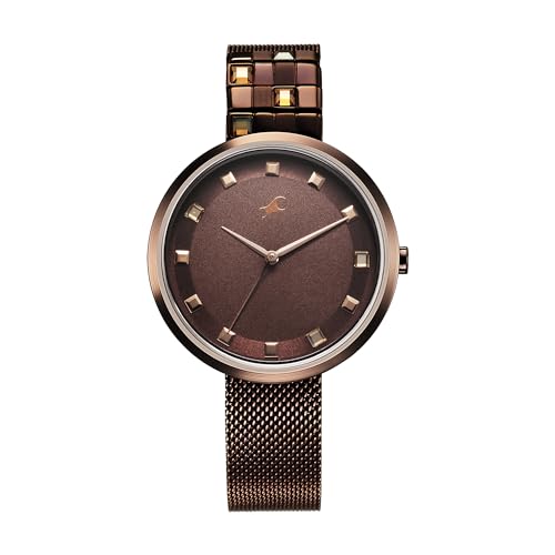Image of Fastrack Fleek Quartz Analog Brown Dial Brown Stainless Steel Strap Watch for Girls - NT6300QM01