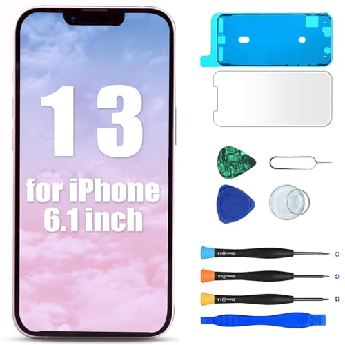 MP+ LCD für iPhone 13 Display Reparaturset [Face ID] LCD Bildschirm Ersatz mit 3D Touch und Vormontiertem Rahmen inkl. Werkzeug & Kleber DIY Touchscreen Reparaturkit