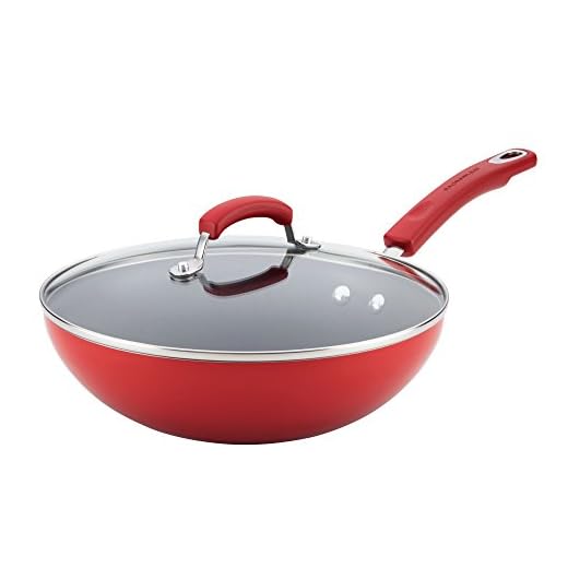 Rachael Ray Brights Nonstick Wok/Stir Fry Pan/Wok Pan - 11 Inch, Red Gradient