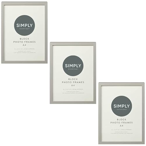 Ra-Homestore Grey Ra-Homestore® New Simply Everyday A4 Block Photo Frames 3Pk (Grey)