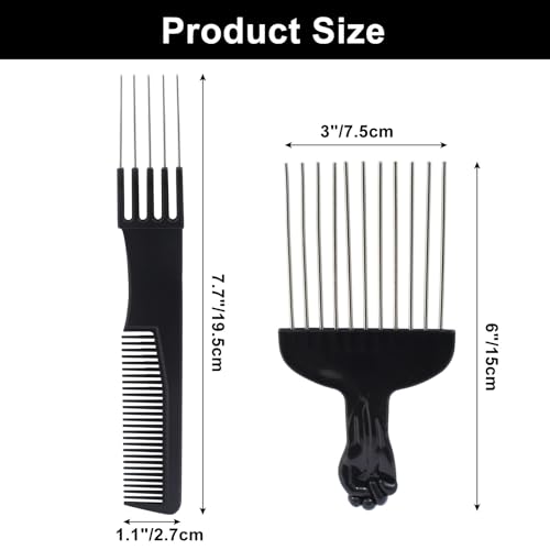 Set de 3 Peines Metal Afro Pick para Cabello miniatura 2