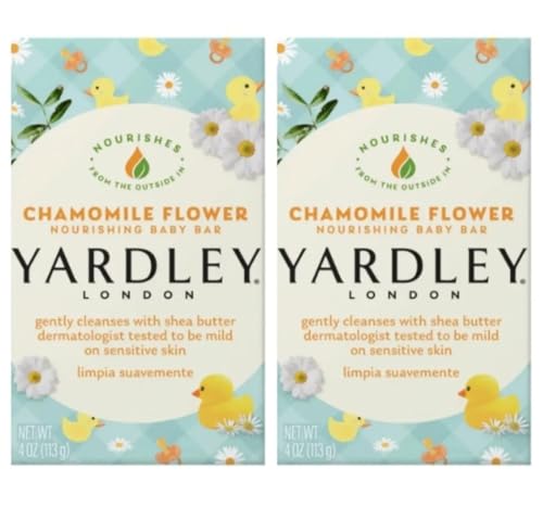 Lunch Money Nourishing 4oz Baby Bath Soap Bar Bars Bundle Includes: (2 Pack) Yardley Chamomile Flower Baby Bar