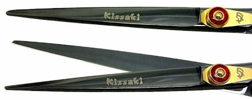 Kissaki Hair Scissors Kogai 7.0 inches Black Titanium Hair Cutting Shears Hairdressing Scissors