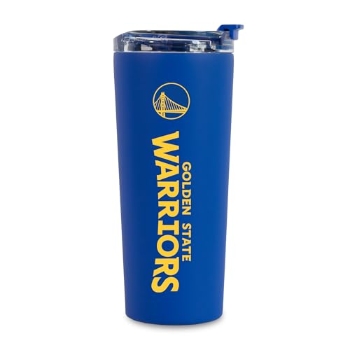 Image of Rico Industries NBA Basketball Golden State Warriors Royal Blue 24oz Stainless Steel Tumbler with Lid and Dual Functioning Lid