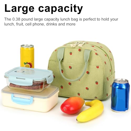 image for Bluboon Lunch Bag for Women Men Cute Corduroy Lunch Tote Bags Reusable