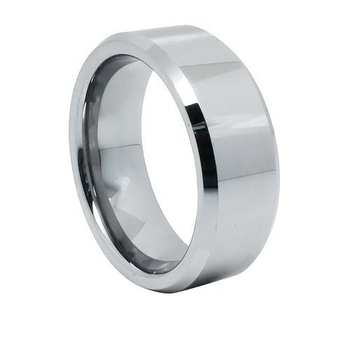 JewelryWe Anillo de la joyería de la mujer del hombre de 8mm confortables borde biselado tungsteno aniversario / compromiso / Bandas de alto pulido boda JewelryWe Anillo de la joyería de la mujer del hombre de 8mm confortables borde biselado tungsteno aniversario / compromiso / Bandas de alto pulido boda