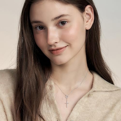 Cross Star of David Necklace Sterling Silver Cross Star David Layered Pendant Necklace Jewish Cross Jewelry for Women2