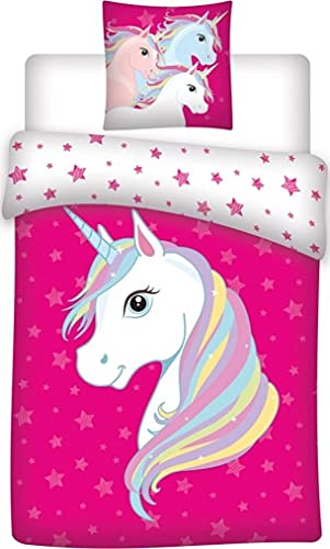 new discount Parure Housse de Couette Licorne en Rose