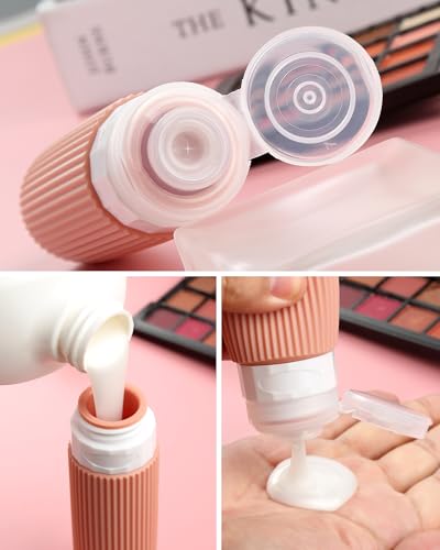 Image of Mrsdry Travel Bottles - 8 Pack, TSA Approved 3 oz Travel Containers for Toiletries, Clear Bag, Leak Proof Silicone Squeezable Essentials Jars