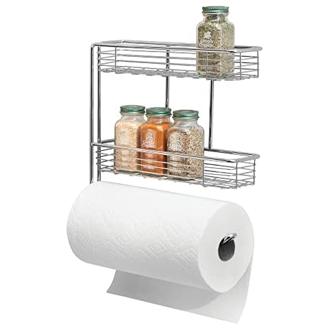 mDesign Portarrollos de Cocina con Estantes para Especias Integrados Cover