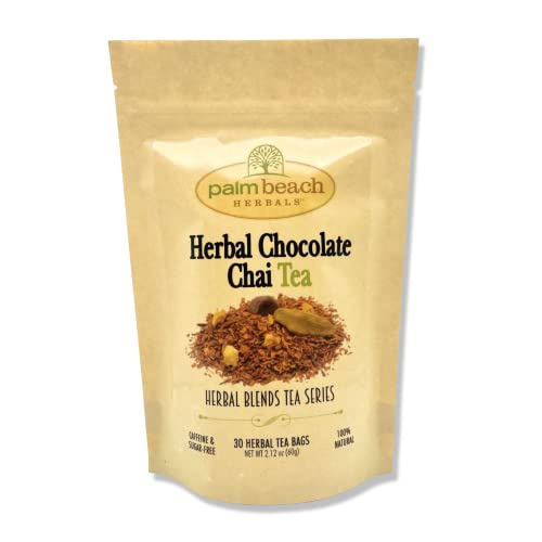 Herbal Chocolate Chai Tea - Herbal Blends Tea Series by Palm Beach Herbals (30 Tea Bags)