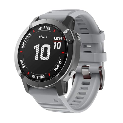 Image of ANCOOL Compatible with Fenix 6X /7X Band 26mm Quickfit Soft Silicone Watch Band Replacement for Fenix 5X /Fenix 8 51mm /Fenix 5X Plus /Fenix 3 /Fenix 6X Pro /Descent Descent MK2i Smartwatches (Grey)