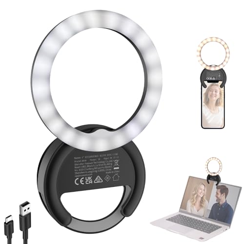 NEEWER ENTRY LEVEL VERSION ���B�胉�C�g �X�}�z�����O���C�g 4�C���` ���^ �N���b�v�� iPhone�Ή� 5W �o�C�J���[ 500mAh�[�d�� CRI85+ ���D���C�g ���C�N/�r�f�I�^��/�m�[�g�p�\�R��/�E�F�u�J����/Zoom